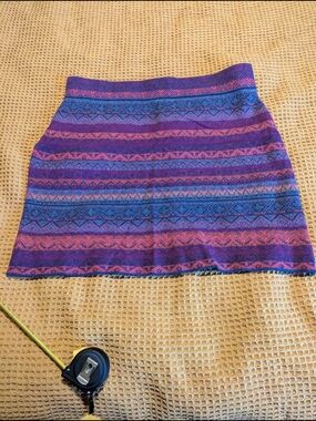 Krimson Klover Patterned Knit Mini Skirt Wool, L